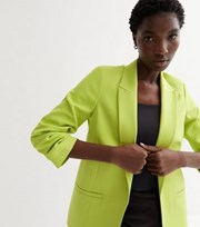 New Look Light Green Ruched Sleeve Oversized Blazer